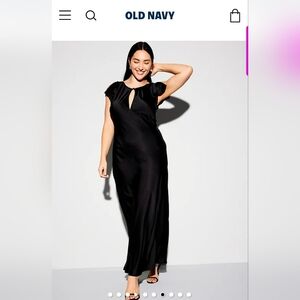 NWT The Occasion By Old Navy Black, Flutter Sleeve Satin Maxi Dress